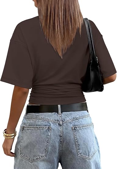 Premium Sculpting Ruched Crop Tee