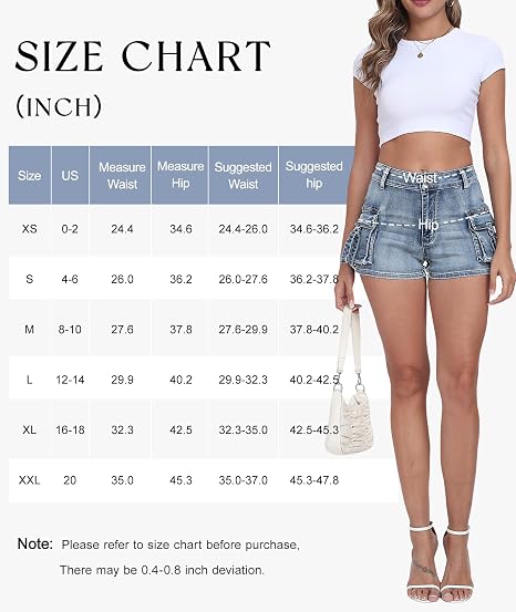 SculptFit High Stretch Denim Cargo Shorts