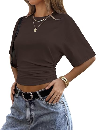 Premium Sculpting Ruched Crop Tee