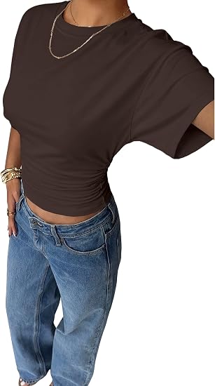Premium Sculpting Ruched Crop Tee