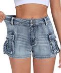 SculptFit High Stretch Denim Cargo Shorts